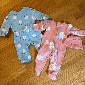Carter's Blue and Pink Floral Footies